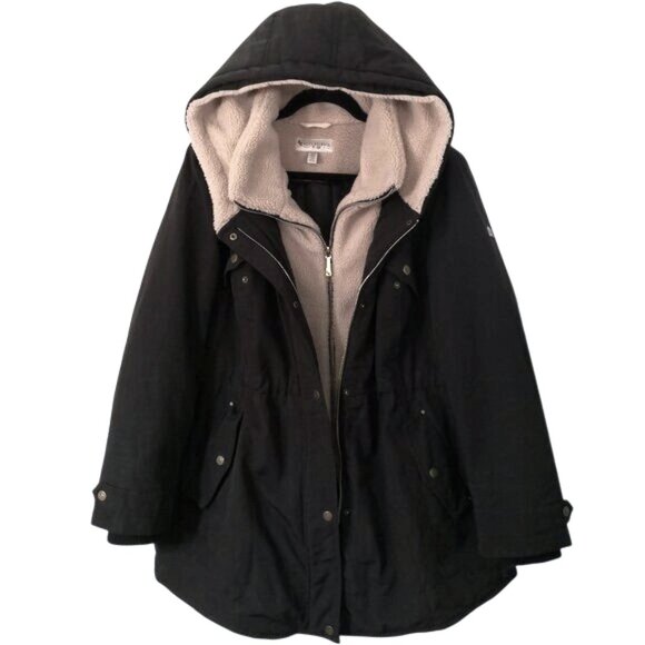 Koolaburra by UGG  Sherpa Hood Jacket Tan/Black Women's XL - Picture 1 of 12